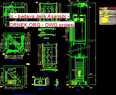 Iç - bedava delik Asansör Autocad Çizimi
