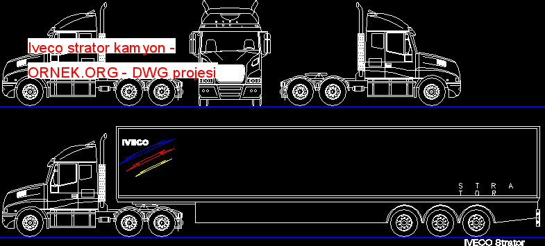 Iveco strator kamyon Autocad Çizimi