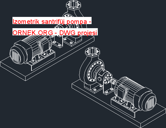 Izometrik santrifüj pompa Autocad Çizimi
