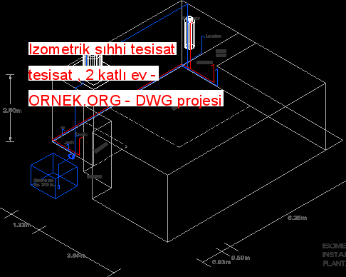 Izometrik sıhhi tesisat tesisat , 2 katlı ev Autocad Çizimi