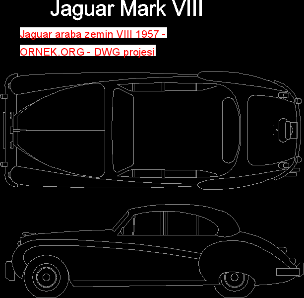 Jaguar araba zemin VIII 1957 Autocad Çizimi