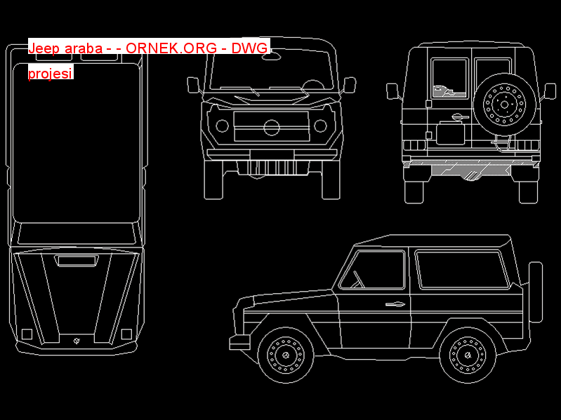 Jeep araba - Autocad Çizimi