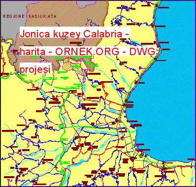 Jonica kuzey Calabria - harita Autocad Çizimi
