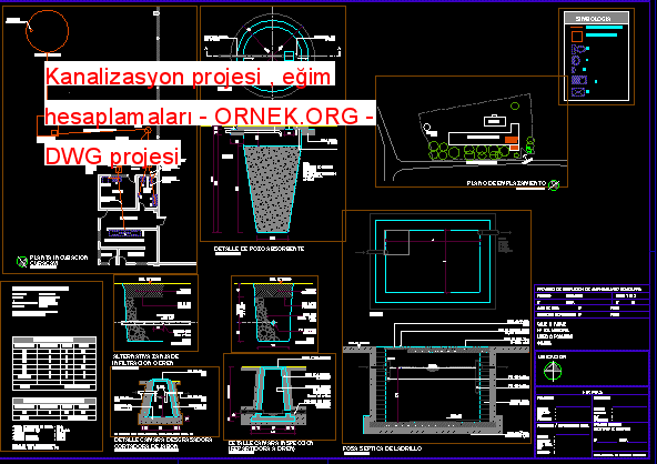 Kanalizasyon projesi , eğim hesaplamaları Autocad Çizimi
