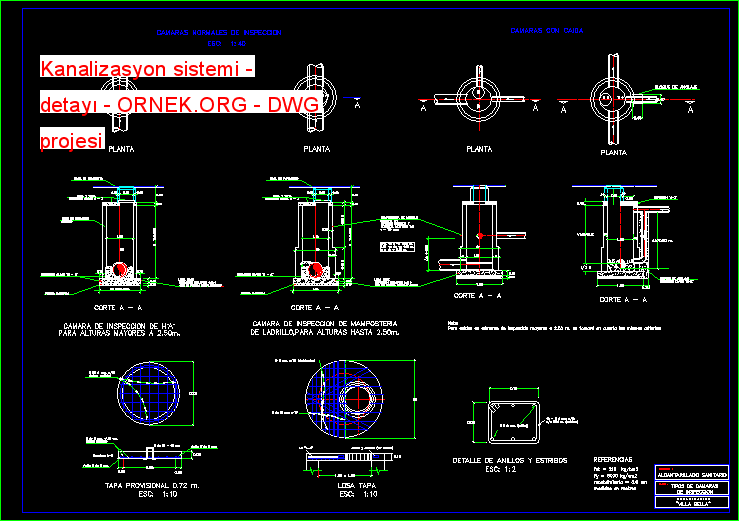 Kanalizasyon sistemi - detayı Autocad Çizimi