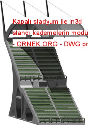 Kapalı stadyum ile in3d standı kademelerin modüle Autocad Çizimi