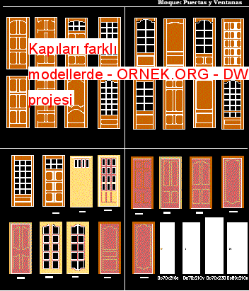 Kapıları farklı modellerde Autocad Çizimi