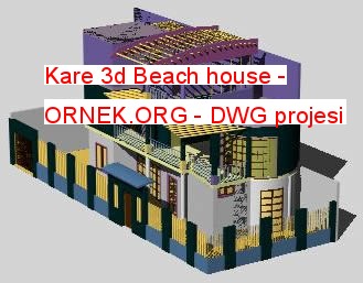 Kare 3d Beach house Autocad Çizimi