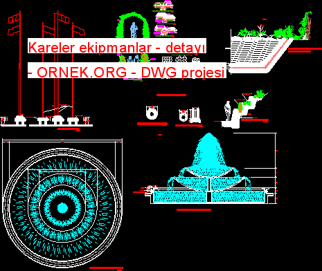 Kareler ekipmanlar - detayı Autocad Çizimi