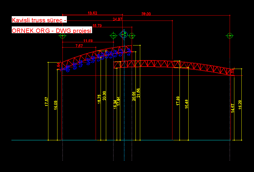 Kavisli truss süreç Autocad Çizimi
