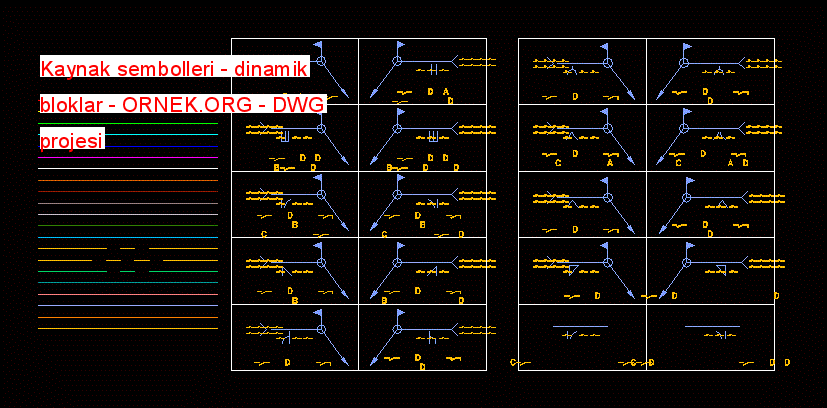Kaynak sembolleri - dinamik bloklar Autocad Çizimi
