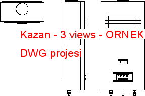 Kazan - 3 views Autocad Çizimi