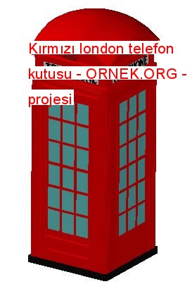 Kırmızı london telefon kutusu Autocad Çizimi