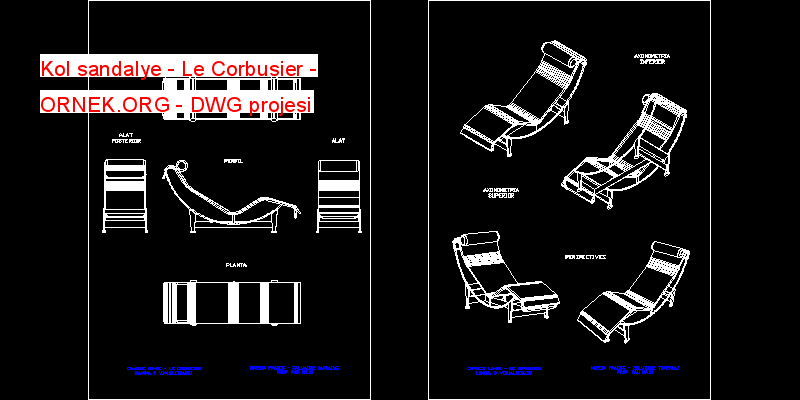 Kol sandalye - Le Corbusier Autocad Çizimi