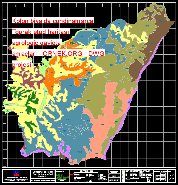 Kolombiya'da cundinamarca Toprak etüd haritası agrologic gaviota amaçları Autocad Çizimi