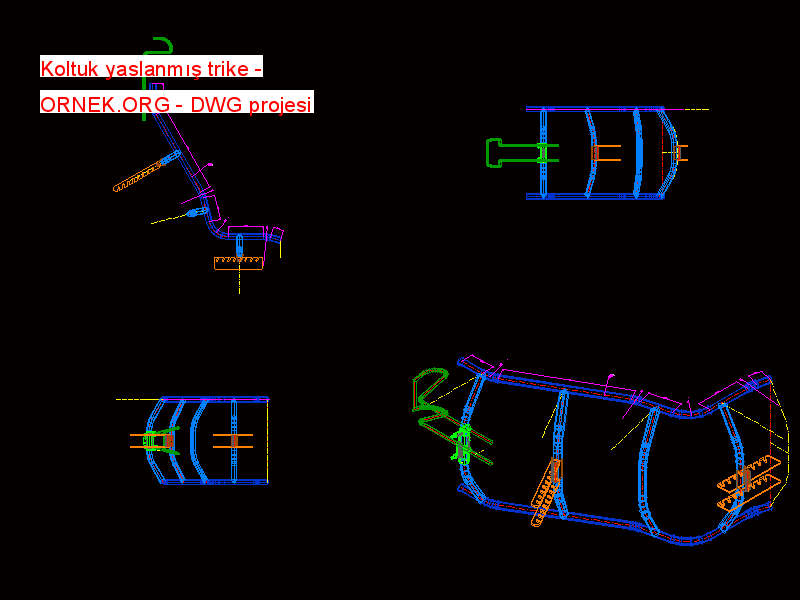 Koltuk yaslanmış trike Autocad Çizimi