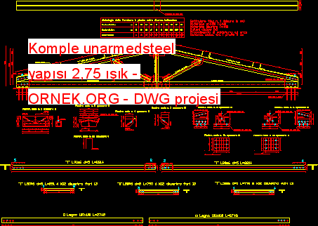 Komple unarmedsteel yapısı 2,75 ışık Autocad Çizimi