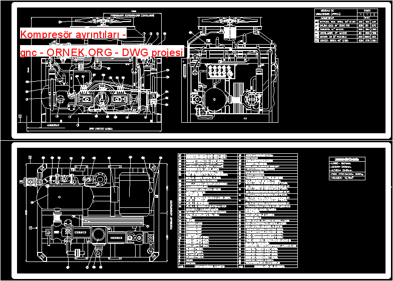 Kompresör ayrıntıları - gnc Autocad Çizimi