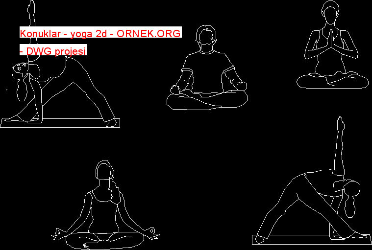 Konuklar - yoga 2d Autocad Çizimi