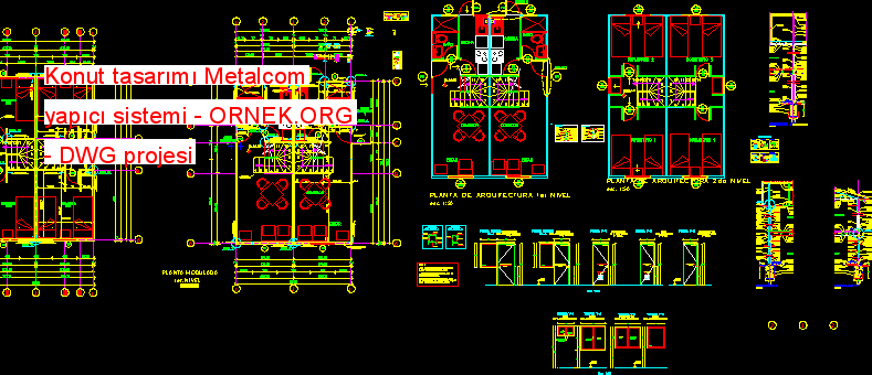 Konut tasarımı Metalcom yapıcı sistemi Autocad Çizimi