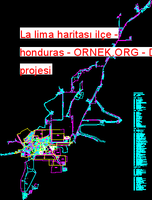 La lima haritası ilçe - honduras Autocad Çizimi
