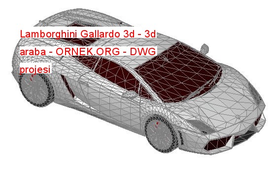 Lamborghini Gallardo 3d - 3d araba Autocad Çizimi