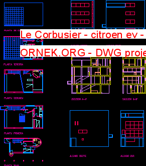 Le Corbusier - citroen ev - 2d Autocad Çizimi