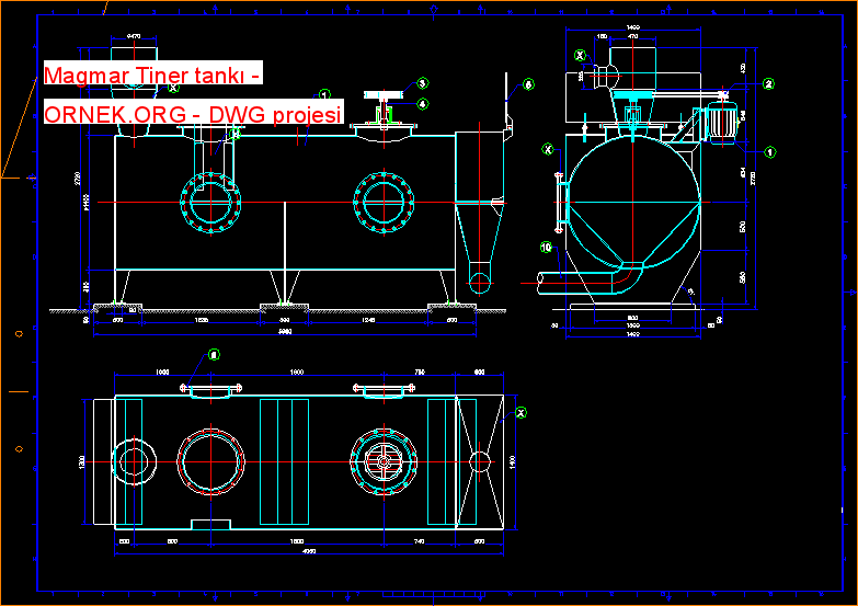 Magmar Tiner tankı Autocad Çizimi