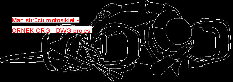 Man sürücü motosiklet Autocad Çizimi