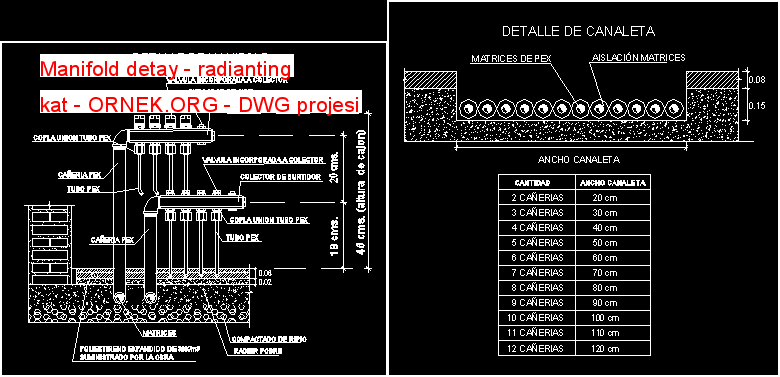 Manifold detay - radianting kat Autocad Çizimi