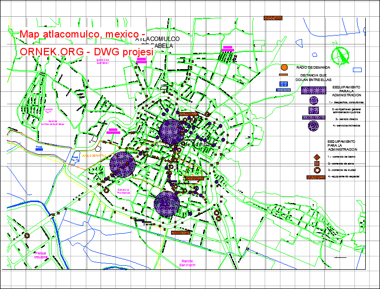 Map atlacomulco, mexico Autocad Çizimi