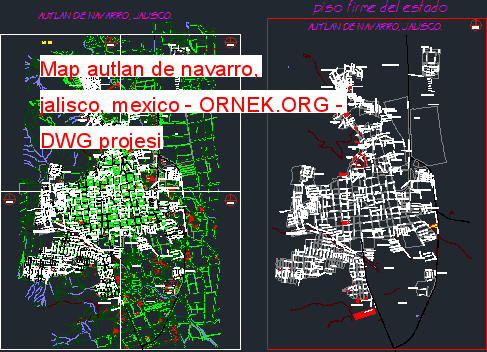 Map autlan de navarro, jalisco, mexico Autocad Çizimi