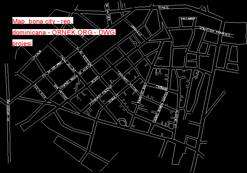 Map  bona city - rep. dominicana Autocad Çizimi