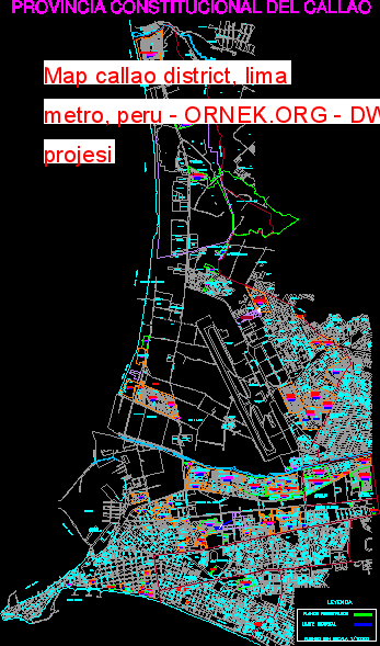 Map callao district, lima metro, peru Autocad Çizimi
