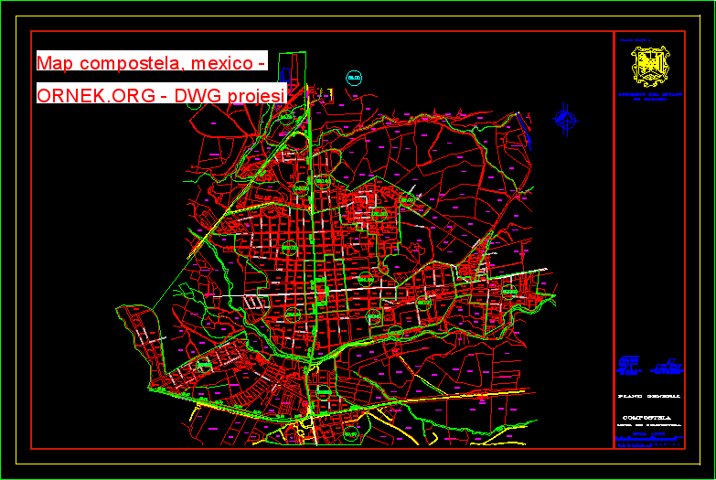 Map compostela, mexico Autocad Çizimi