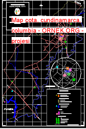 Map cota, cundinamarca, columbia Autocad Çizimi