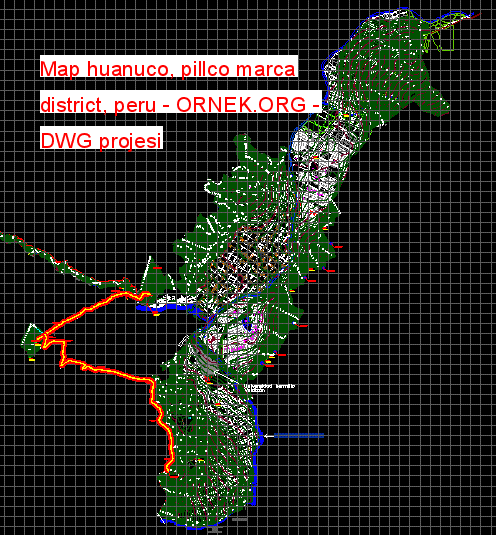 Map huanuco, pillco marca district, peru Autocad Çizimi