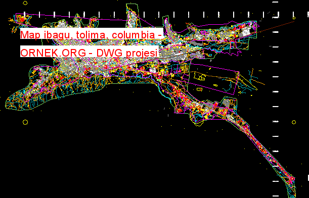 Map ibagu, tolima, columbia Autocad Çizimi