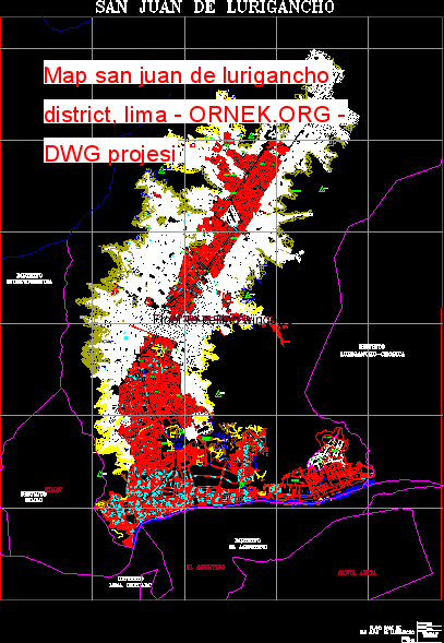 Map san juan de lurigancho district, lima Autocad Çizimi