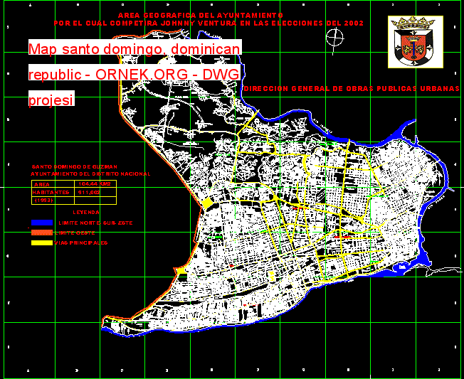 Map santo domingo, dominican republic Autocad Çizimi
