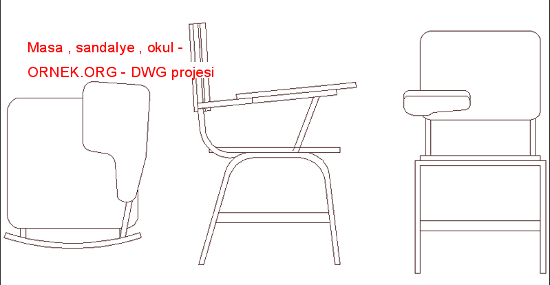 Masa , sandalye , okul Autocad Çizimi