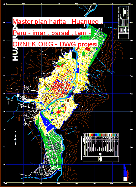 Master plan harita , Huanuco , Peru - imar , parsel , tam Autocad Çizimi