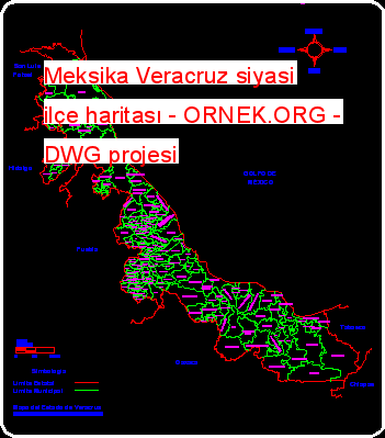 Meksika Veracruz siyasi ilçe haritası