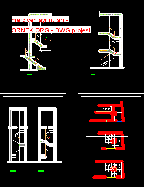 merdiven ayrıntıları Autocad Çizimi