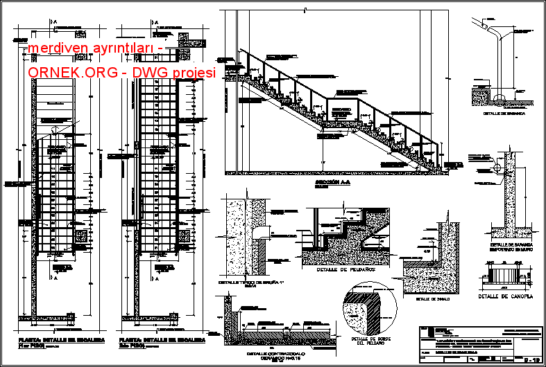 merdiven ayrıntıları Autocad Çizimi