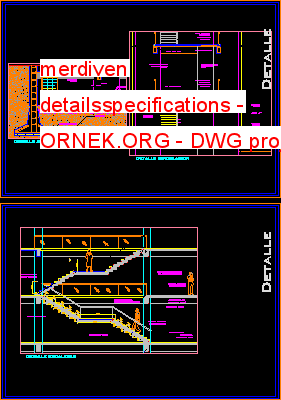 merdiven detailsspecifications Autocad Çizimi
