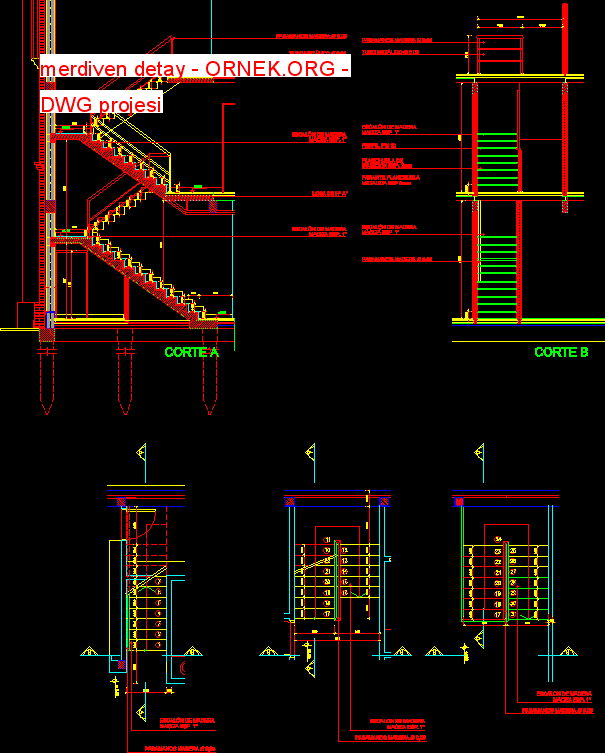 merdiven detay Autocad Çizimi