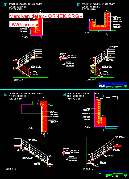 Merdiven detay Autocad Çizimi