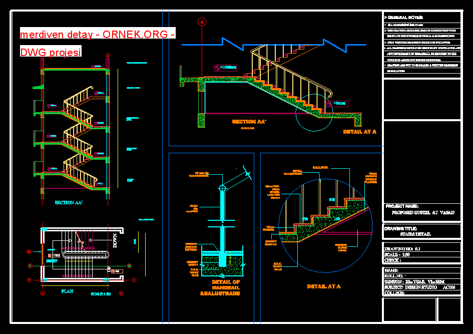 merdiven detay Autocad Çizimi