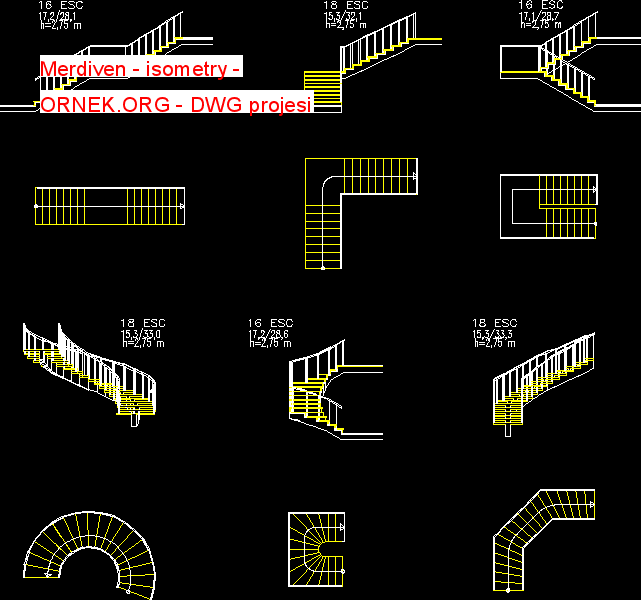 Merdiven - isometry Autocad Çizimi
